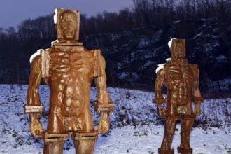 People made of iron, multi-part iron sculpture by Zbigniew Fraczkiewicz at the Henrichshütte in