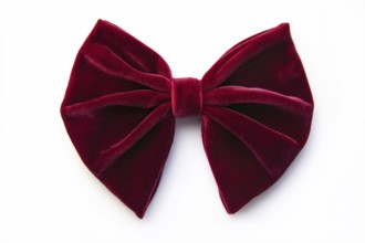 Dark red velvet ribbon on white background. Generative AI, AI generated