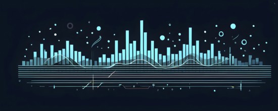 Illustration of abstract audio frequency sound wave lines, AI generated