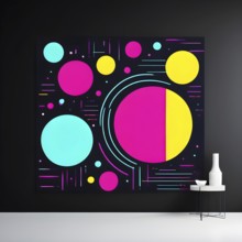 Abstract minimalist illustration theme in vibrant neon color accents symbolizing fun and ease, AI