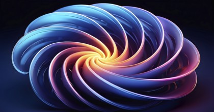 Spiral shape that slowly expands, rotates, and shifts colors in a soft gradient, invoking a