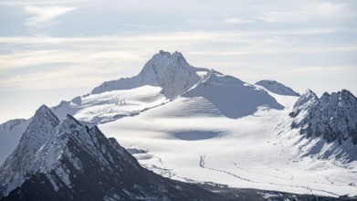 Mountain peaks and glaciers in the morning light, Gurgler Ferner with Hochwilde peak, Ötztal nature