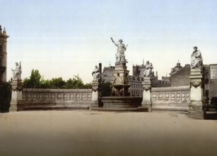 Sarindar Fountain, Bukharest, Romania, View from 1885, Historical, digitally restored reproduction