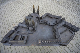 Bronze model of Bamberg Cathedral and Old Town on the Cathedral Square, Bamberg, Upper Franconia,