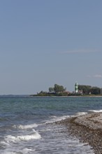 Lighthouse, Bülk, waves, surf, sea, beach, Strande, Schleswig-Holstein, Germany, Europe