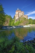 Kriebstein Castle, hilltop castle or Spornburg from the late Middle Ages on the River Zschopau,