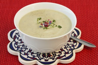 Swabian cuisine, Alblinsen chestnut soup, healthy, vegetarian, regional, soup served in a bowl with