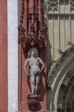 Sculpture of Adam at the entrance portal of the Gothic St Mary's Chapel, Würzburg, Lower Franconia,