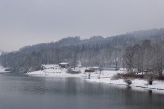 Winter landscape at the Hennesee, Hennetalsperre, Naturpark Sauerland-Rothaargebirge, Meschede,