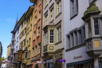 Middle Ages City Street in a Sunny Day in Schaffhausen in Switzerland