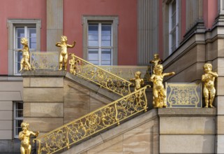 Putti on the flag staircase at the state parliament building, Potsdam, Brandenburg, Germany, Europe