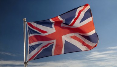 The flag of Great Britain flutters in the wind