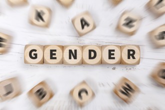 Gender as a symbol for gender-appropriate language on dice Communication concept in