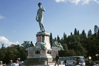 Bronze replica of the sculpture David by Michelangelo, Piazzale Michelangelo, Florence, Italy,