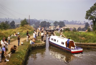 Foxton Locks, Grand Union Canal, Leicestershire, England, UK August 1973