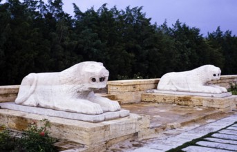 Sculpture Street of Lions in the Anitkabir Memorial, Mausoleum of Mustafa Kemal Atatürk, Turkey