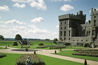 Gardens and historic buildings of Windsor Castle, Berkshire, England, UK, September 1959