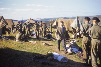 Students taking part in military exercises as army cadets, South England, United Kingdom, late