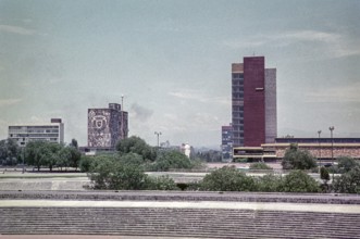 UNAM university campus modern architecture seen from the stadium, National Autonomous University of