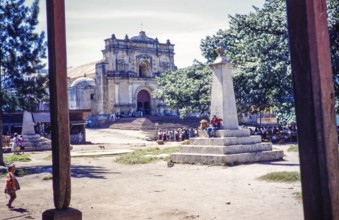 Village square and church, Palin, Guatemala, Central America, around 1961, Central America