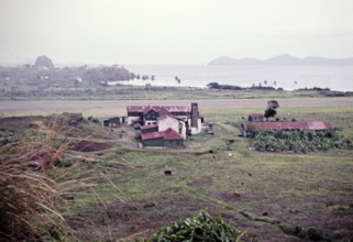 Captioned as 'cigarette factory near airport, St Vincent, Windward Islands, West Indies, 1962