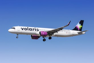 A Volaris Airbus A321neo aircraft with the registration XA-VUA at Las Vegas Airport, USA, North