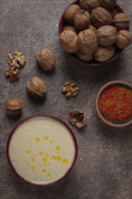 Walnut sauce Baghe, traditional Georgian dish, homemade, no people