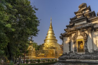 Golden Chedi Phrathatluang of the Buddhist temple complex Wat Phra Singh, Chiang Mai, Thailand,