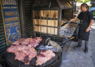 La Boca, Buenos Aires, Argentina, Argentine assado, grill restaurant Parrilla, a grill master