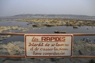 Sign on the Congo River near the Malebo Pool, formerly Stanley Pool, Brazzaville, Republic of Congo