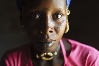 Portrait of a young woman from the Fula ethnic group Gambia