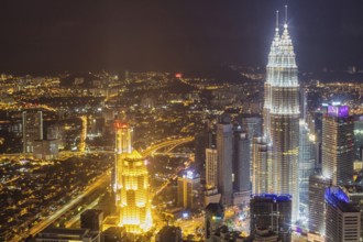 Panorama of the city at night, Kuala Lumpur, Malaysia, Asia