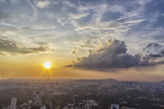 Sunset clouds over Kuala Lumpur city centre, Malaysia, Asia