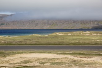 Coastal landscape at the road 612 along Patreksfjördur, NW Iceland