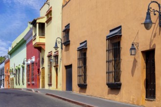 Scenic colorful colonial architecture of Cuernavaca streets in historic center in Mexico Morelos.