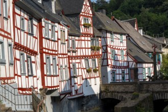 Monreal, idyllic half-timbered village in the Elz valley, in the district of Mayen-Koblenz in