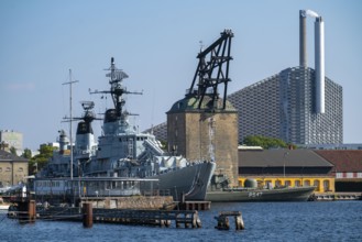 Museum ship, frigate Peder Skram, at the naval station Copenhagen on Nyholm, behind the Copenhill,