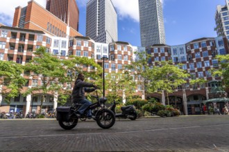 Muzenplein square, residential area in the city centre near Central Station, Skyline, in the city