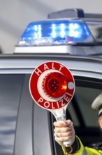 Police, stop trowel, during a traffic check, patrol car