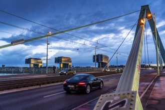 The crane houses in Cologne at the Rheinauenhafen harbour, Cologne South, residential and office