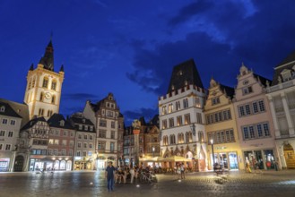 Houses, skyline on the main market square in the city centre of Trier, Rhineland-Palatinate,