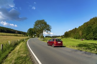 Country road, landscape in the west of Korbach, in Hesse, Germany, Europe