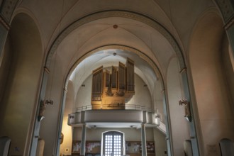 Organ loft of the Church of St John the Baptist, Siegen, North Rhine-Westphalia, Germany, Europe