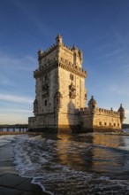 Belem Tower or Tower of St Vincent, famous tourist landmark of Lisboa and tourism attraction, on