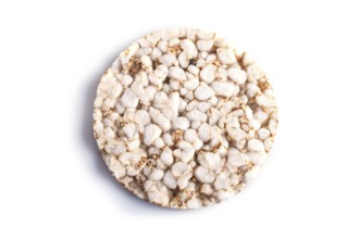 Single rice cake isolated on white background. close up