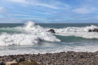 The spectacular waves on the west coast of Fuerteventura, Canary Islands, Spain, Europe