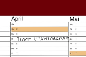 Symbolic image: Appointment diary with note for a U-examination appointment (children)