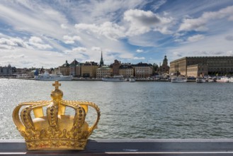 The crown of Sweden on a bridge, capital, travel, centre, tourism, city centre, urban, city, city