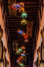 Lamp decoration in a mall in Souq Waqif in Doha, shop, decoration, interior, building, shopping,