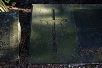 Old grave slab with cross, Germany, Europe